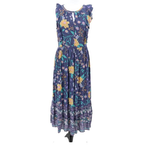 Old Navy Floral Midi Dress Boho Cottage Core‎ Ruffle Tiered Bloomcore Size S - Picture 1 of 11